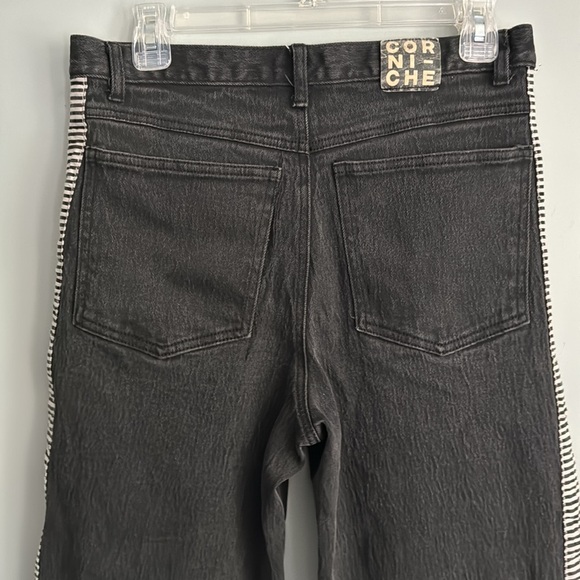 Corniche Black Jeans Size 31 Striped Side Trim Style 97-31200 Y2K Retro Look - Picture 4 of 8